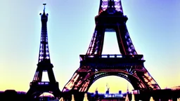A Tesla's 'Model S Plaid' is parked, at the Eiffel Tower, in Paris. CINEMATIC. WIDE ANGLE LENS.