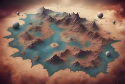 make an artistic map design of an alien planet