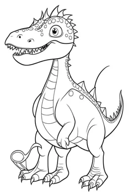 artistic outline for cute coloring page with dinosaur, white background, full body, just use outline, clean line art, white background, no shadows and clear and good for 5 years old kids