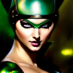 portrait 'beautiful Sexy Busty CatWoman',crystal clear green eyes,painting by gaston bussiere, greg rutkowski, yoji shinkawa, yoshitaka amano, tsutomu nihei, donato giancola, tim hildebrandt, oil on canvas, cinematic composition, extreme detail,fit full head inside picture,32k