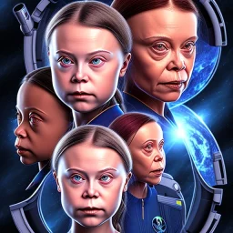 portrait of Greta Thunberg deep space nine