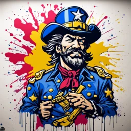 combine Captain Morgan and Captain Crunch, in graffiti stencil style