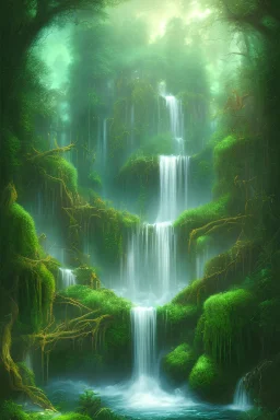 A green waterfall