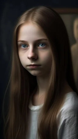 A young beautiful teenager girl in the Images of the art of possession in conceptual art