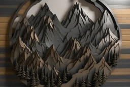 Design a metal sculpture representing mountain landscapes with rugged peaks and valleys. Incorporate depth and texture to enhance the natural aesthetic.