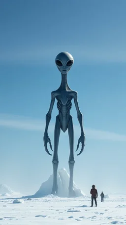 A giant alien creature standing in The south pole