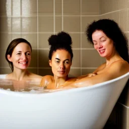 Women sitting in Bathtub