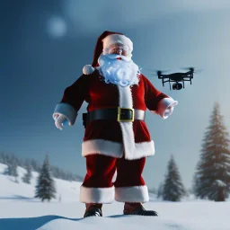 Drone kullanan noel baba, octane render, 8k, --ar 1:1