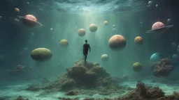 matrix universe, space, planets, god creations under water