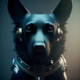 black dog, steampunk, unreal 5, octane render, cinema4d, dynamic lighting, dramatic lighting, 4k, redshift render, highly detailed, hyper realistic