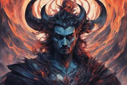 A visually striking and abstract representation of Hades, utilizing deep hues and complex shapes to evoke the mythical and godly aspects of his character, (visually striking abstract representation:1.4), (Hades, the mythical god:1.5), (deep hues and complex shapes:1.3), (expressive and godly ambiance:1.2), drawing inspiration from abstract interpretations of classical mythology