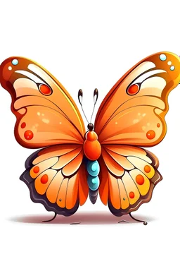 Full art for one cartoon butterfly , white background, cartoon style, no shadows.