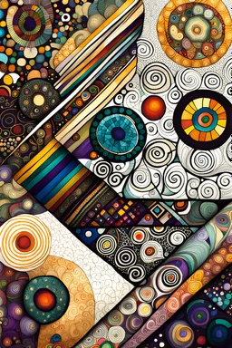 random full color Zentangle patterns in the styles of Gustav Klimt ,Wassily Kandinsky, and Paul Klee