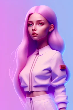 isometric clean art of super cute girl, soft lighting, soft pastel gradients, high definition, 3d icon clay render, blender 3d