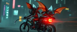 cyberpunk imagery synchronized mechanical gremlin rat bat drumming trike flickering stable core