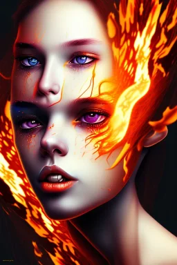 Crying girl, on fire