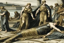 Agrippina reached the shore, Nero's men awaited her, and they mercilessly stabbed her to death