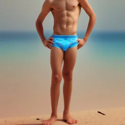 beautiful 12 year old arabic boy with curly hair and light blue eyes speedos