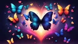 Visual representation of energy, colorful darkness high definition deep. subtle butterflies & hearts theme