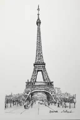 A rough pencil sketch of the Eiffel Tower