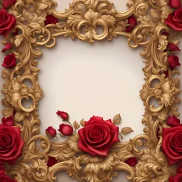 Golden frame baroque with red and roses