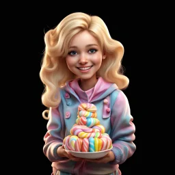 candy girl teenager, 3d, smiling, blonde hair