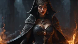 an evil female sorcerer full of black smoke. exquisite realism, a masterpiece, fantasy concept art, dynamic lighting, hyperdetailed, intricately detailed, deep color, Unreal Engine, volumetric lighting , Epic cinematic brilliant stunning intricate meticulously detailed dramatic atmospheric maximal,