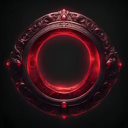 ornate ring, black background, red lighting, icon