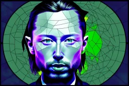 Thom Yorke rendered in stained glass