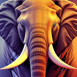 Elephant head portrait, bright colors, splash paint, centered, detail, 8k resolution