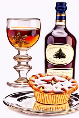 A glass of brandy and a mince pie