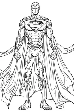 outline art An evolved Superman.Slender Man.cinematic lighting, high resolution 3D render art coloring pages with witch, white background, Sketch style, full body, use outline, Mandala style, clean line art, white background, no shadows and clear and well