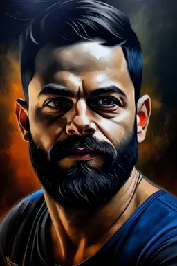 virat kohli oil painting