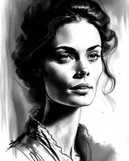 A woman portrait in the style of a drawing