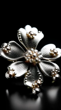 pearly jewel, silver material, glitter, flower shape