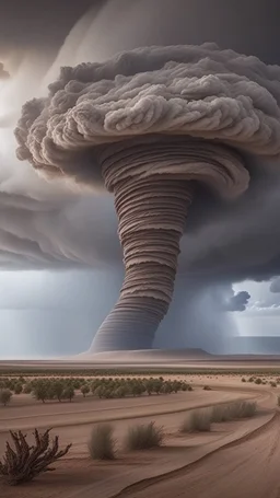 A huge Twister tornado in the desert