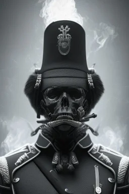 All black German soldier, head made out of white smoke, dark, rage, sorrow, high definition, ultra 8 k, volumetric lighting, blue fire, fog