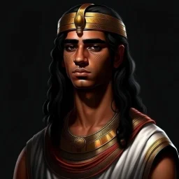 young egyptian nobleman with sharp features and long straight dark hair industrial era grimdark realistic