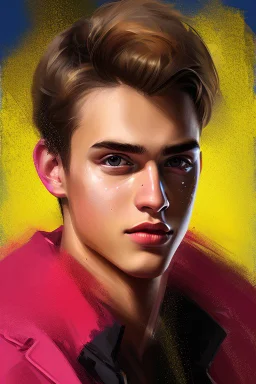 Extremely rich young guy portrait with pride paint in face