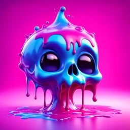 ((gooey melting skull)), pixar animation style, fluid form, ((dripping)) pink and blue, adorable and cute, photorealistic cg, 3D concept art, vibrant colours, soft colour background, playful, soft smooth lighting, white cartoon eyes, detailed, stylised and expressive, sharp, wildly imaginative, skottie young, dr seuss, ray tracing, neon rainbow graffiti, bizarre pop surrealism, (( coloured sprinkles, candy coated raindrop toppings)), smooth texture, cgsociety, houdini FX, Maya render, 8k