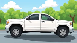 side of a generic pickup truck(white, crew cab), digital illustration