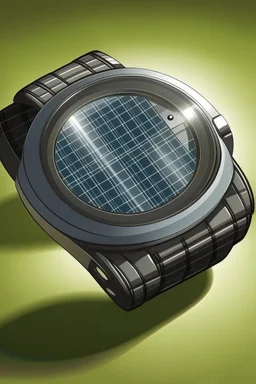 Produce a lifelike illustration of a solar-powered beater watch, showcasing its eco-friendly features and functionality in various lighting conditions."
