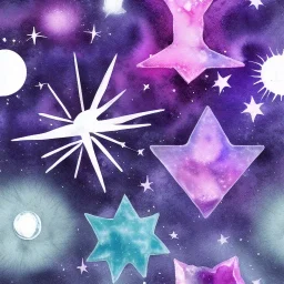 Dark pastel watercolor witchcore print pattern, wallpaper, watercolor texture, alcohol ink, pastel, blacklight, sun, moon, stars, nebula, astrological, crystals, wild flowers, black and white, hyper detailed texture, hyperrealistic