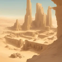 руины города космической империи, пустыня