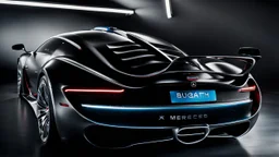 Bugatti x Mercedes UFO, REAR view, perfect model, perfect details, perfect everything,desktop wallpaper, 4K, Cinematic