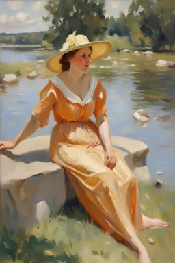 Oil painting, Anders Zorn, woman 40 years old