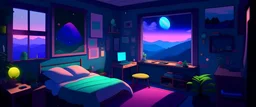lofi themed space bedroom