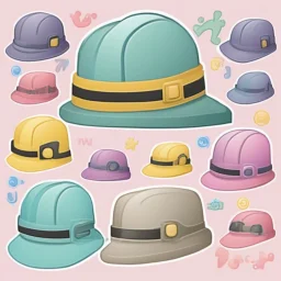 Engineer hat emoji, pastel colors