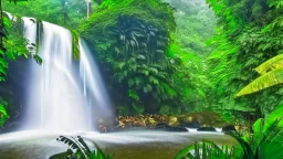 big water falls in a rain forest