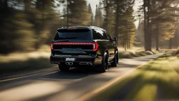 Lincoln Navigator Shelby GT500, rear view, cinematic, luxurious --chaos 80 --ar 16:9 --style raw --stylize 700